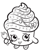 Cupcake with a lollipop coloring page